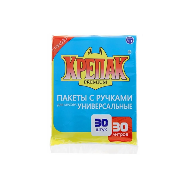 Мешок мусорный 30л. "Крепак" с ручками (1*30/50уп)