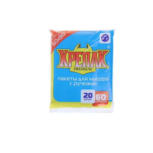 Мешок мусорный 60л. "Крепак" с ручками (1*20/50уп)