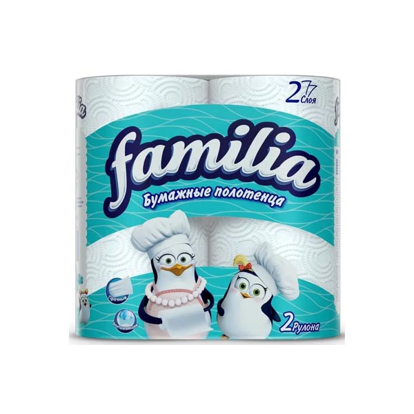 Полотенца бумажные белое 2сл "Familia" (1*2шт/16уп)