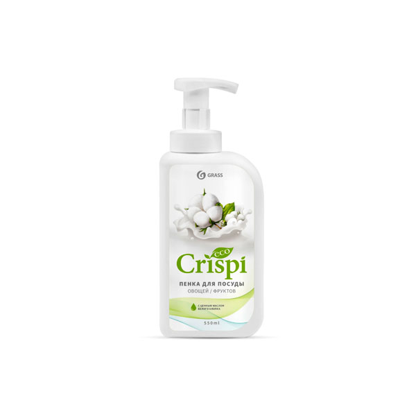 Средство для мытья посуды "GRASS" "CRISPI" пенка с ценными маслами белого хлопка 550мл