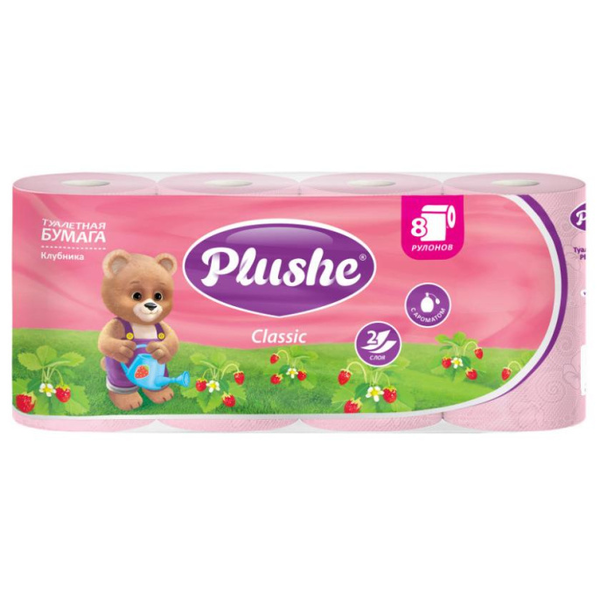 Туалетная бумага Plushe 2х-сл аромат. Клубника (1*8шт/8уп)