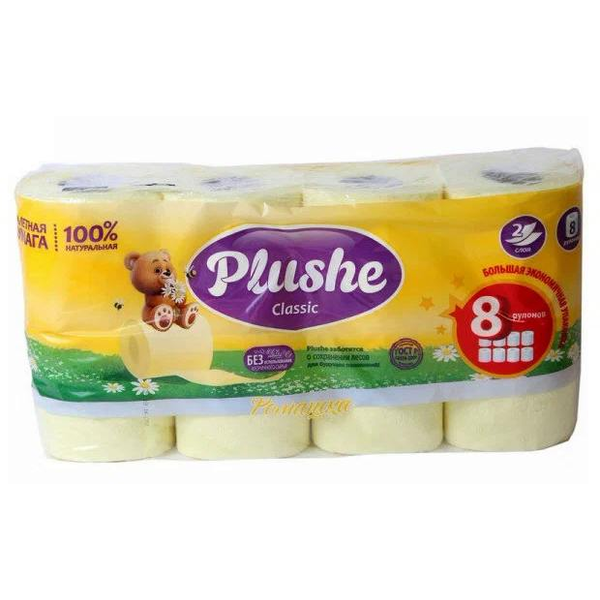 Туалетная бумага Plushe 2х-сл аромат. Ромашка (1*8шт/8уп)