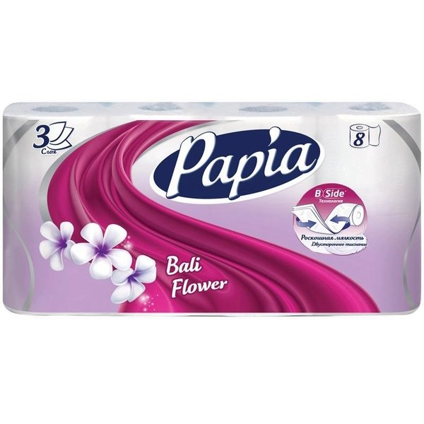 Туалетная бумага "Papia" 3х-сл (1*8шт/7уп)