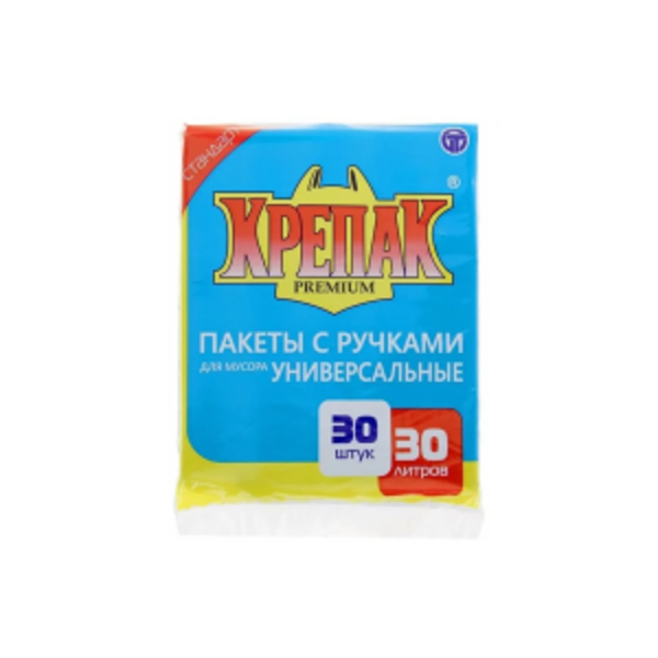 Мешок мусорный 30л. "Крепак" с ручками (1*30/50уп)