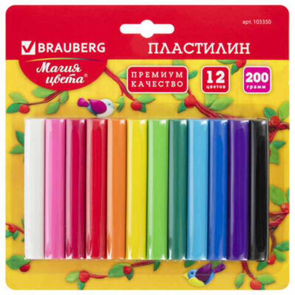Пластилин Brauberg 12цв. 200гр. блистер