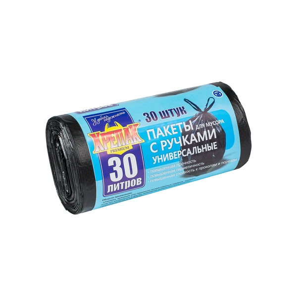 Мешки для мусора КРЕПАК NEW с ручками 30л. 30шт в рулоне