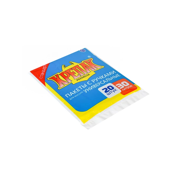 Мешки для мусора КРЕПАК PREMIUM с ручками 30л. 20шт в стопе 11мкм