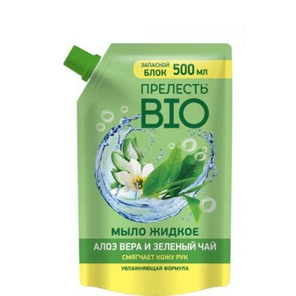 Мыло жидкое Прелесть Био Алоэ вера и зеленый чай 500мл, дойпак