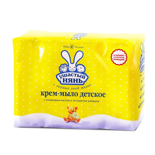 Крем-мыло УШАСТЫЙ НЯНЬ с Оливкомым маслом и ромашкой 4/100гр