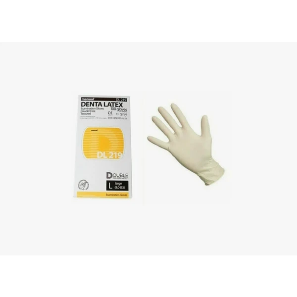 Перчатки латексные MANUAL DL219 - L, прочные, нестер., смотровые , 50 пар., белые