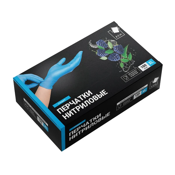 Перчатки нитрил стандарт A.D.M голубые - XL, 100 шт\уп