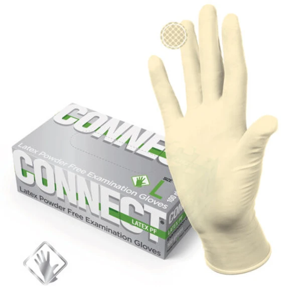 Перчатки латексные CONNECT светло-желтые - L, смотровые нестерильные, неопудренные 50 пар\уп