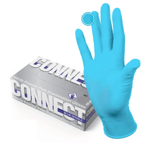 Перчатки нитрил CONNECT BLUE NITRILE голубые - L, смотровые нестерильные, 50 пар