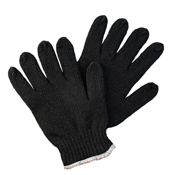 Перчатки хб ЗИМА 5-ти нитка*2 , двойная утепленная, черные без точек