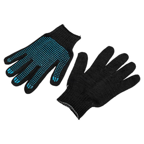 Перчатки хб 6-ти нитка с ПВХ ЛЮКС вес 70-75гр черные