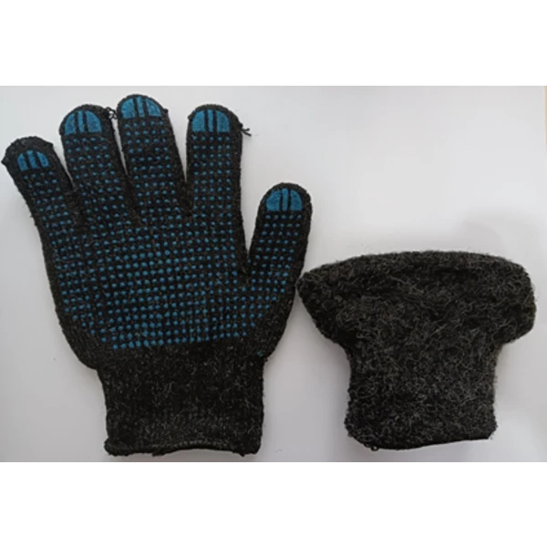 Перчатки полушерстяные с ПВХ с начесом Черные