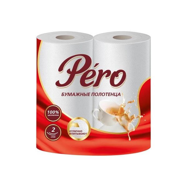 Полотенце бумажное GrandPero 2 слоя 2 рулона, белый цвет