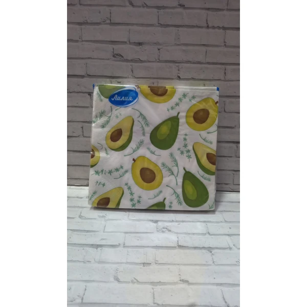 Салфетки бумажные Лилия 33х33 2 слоя 20 штук, Авокадо