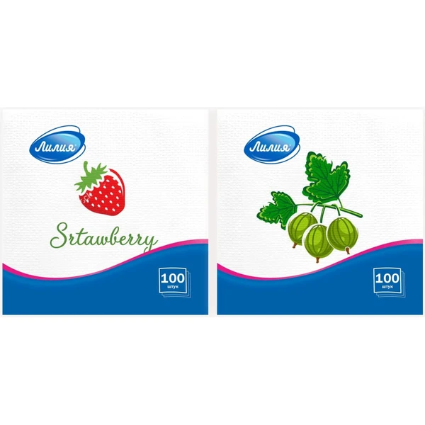 Салфетки бумажные Лилия 24х24 1слой 50штук, с рисунком 