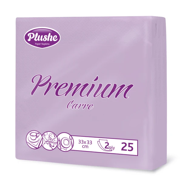 Салфетки бумажные Plushe Premium Carre 25 листов 2 слоя Лилак