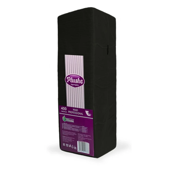 Салфетки бумажные Plushe Big Pack Maxi Professional 400листов однослойные черные