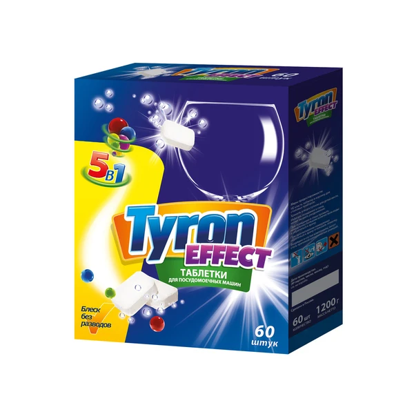 Средство для посудомоечных машин TYRON EFFECT 5в1 60 таблеток в нерастворимой оболочке