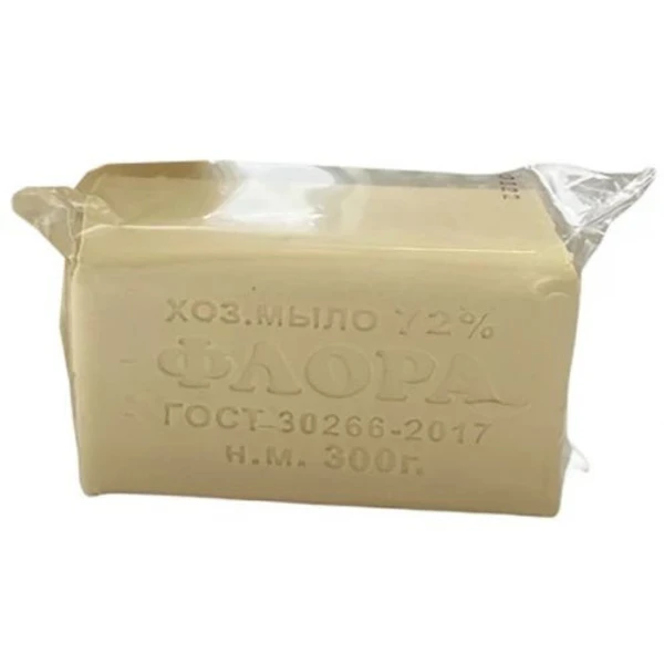 Мыло хозяйственное ФЛОРА 300гр. 72%, в прозрачной пленке