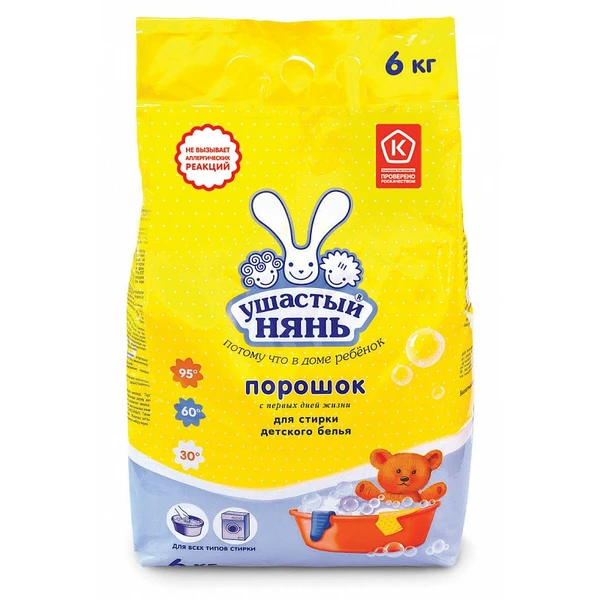 Стиральный порошок универсал УШАСТЫЙ НЯНЬ для детского белья 6 кг