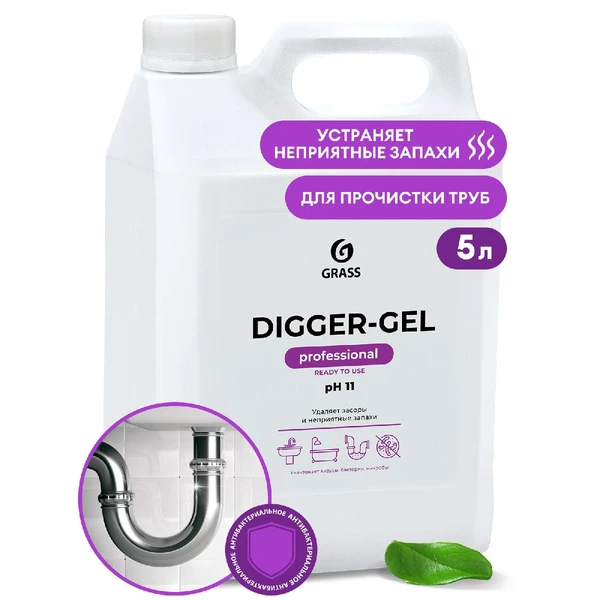 Чистящее средство щелочное DIGGER-GEL (канистра 5,3кг.) от засоров в трубах