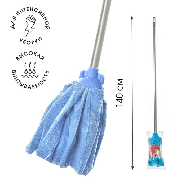 Швабра для пола HomeQueen: насадка-микрофибра (