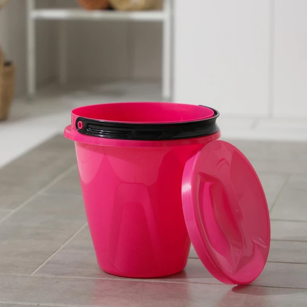 Ведро 5л., Лайт, розовое с крышкой