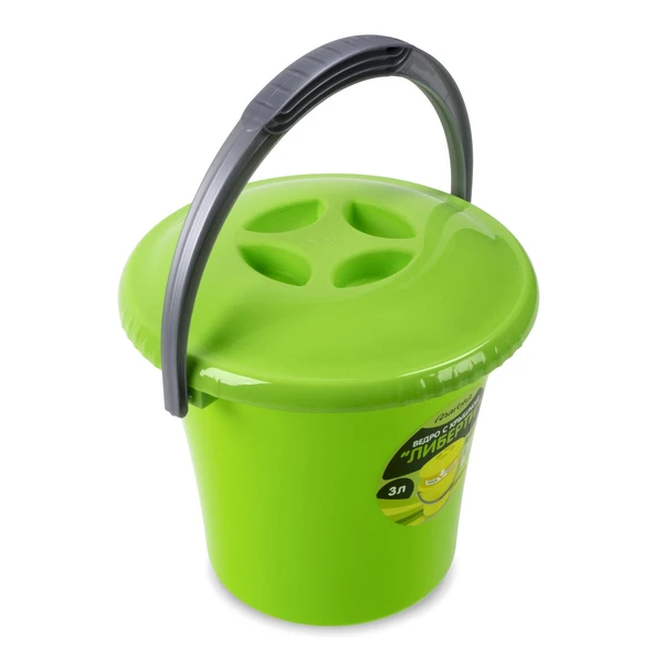 Ведро 3л с крышкой Либерти салатовое