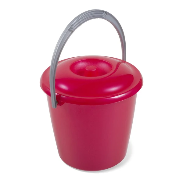 Ведро 7л Соло с крышкой перламутровое красное