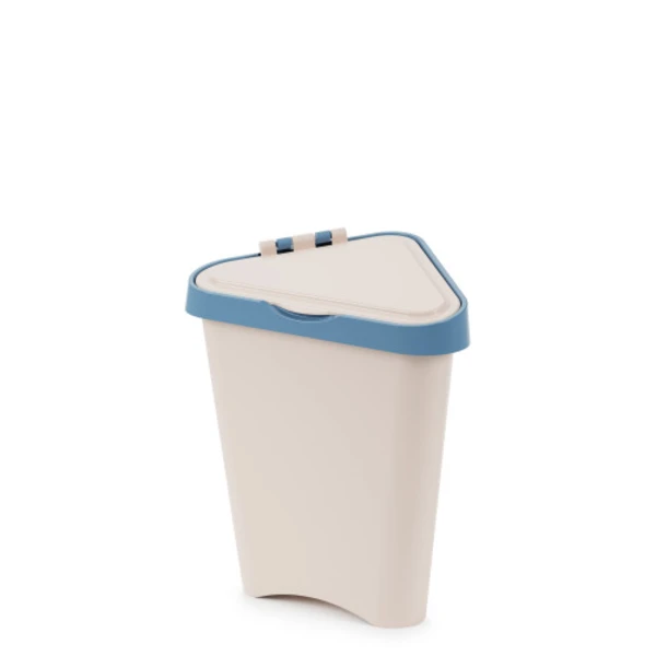 Ведро для мусора 7л угловой (светло бежево-синий)