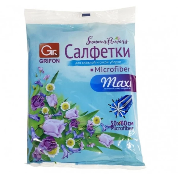 Салфетка из микрофибры GRIFON MAXI SummerFlowers 50 х 60 см, 1 шт. в упаковке