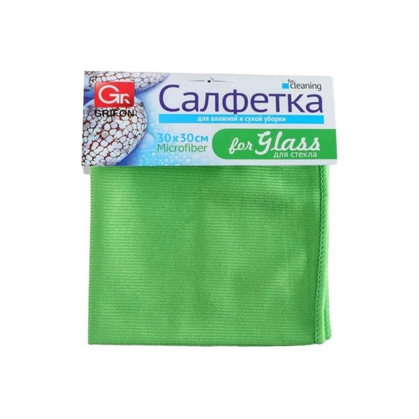 Салфетка из микрофибры GRIFON для стекла 30*30 см.,1шт