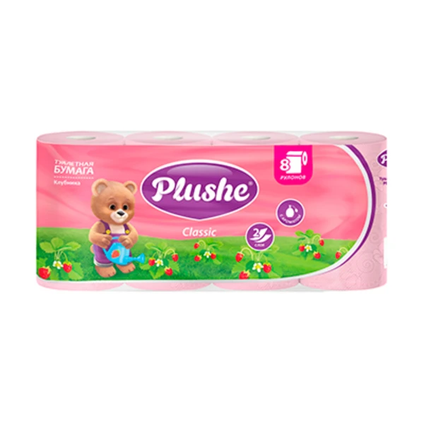 Туалетная бумага Plushe 2х-сл аромат. Клубника (1*8шт/8уп)
