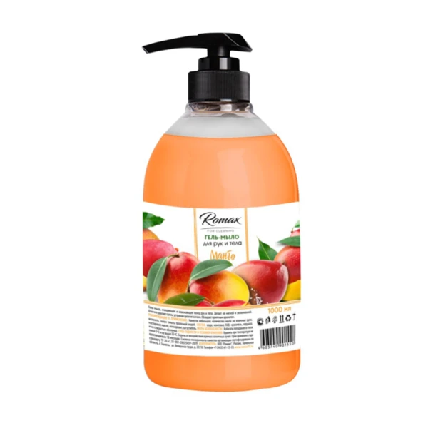Гель-мыло для рук и тела "Romax" Манго 1л. (1/8)
