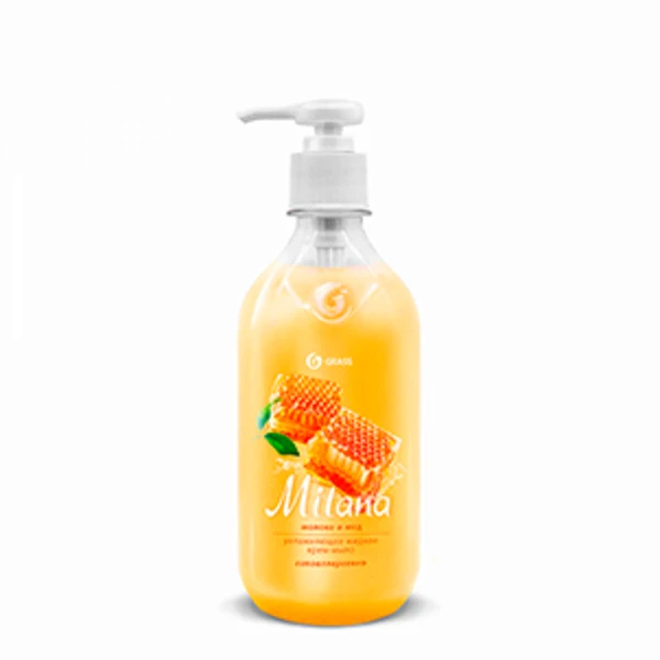 Жидкое крем-мыло "GRASS" 0,5л Молоко и мед (1/15)