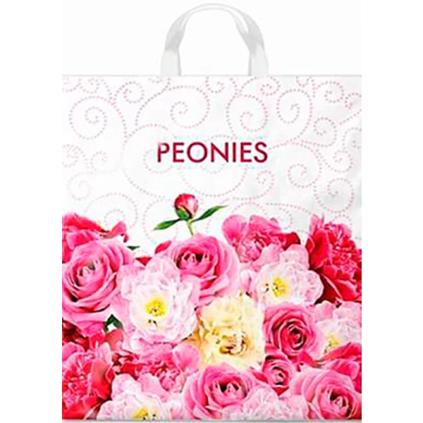 Пакет с петлевой ручкой 38*42-40мкм "Пионы" (1*25/20уп)