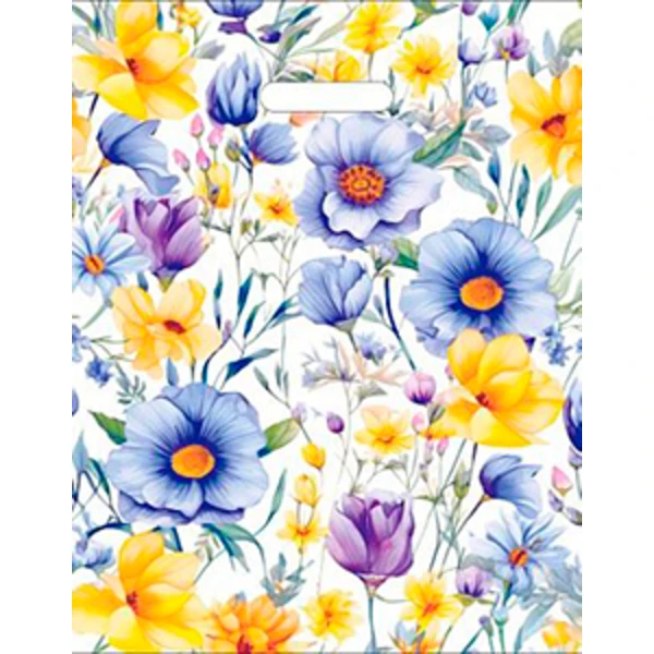 Пакет с вырубной ручкой 36*43-35мкм "Цветник" (1*50/20уп)